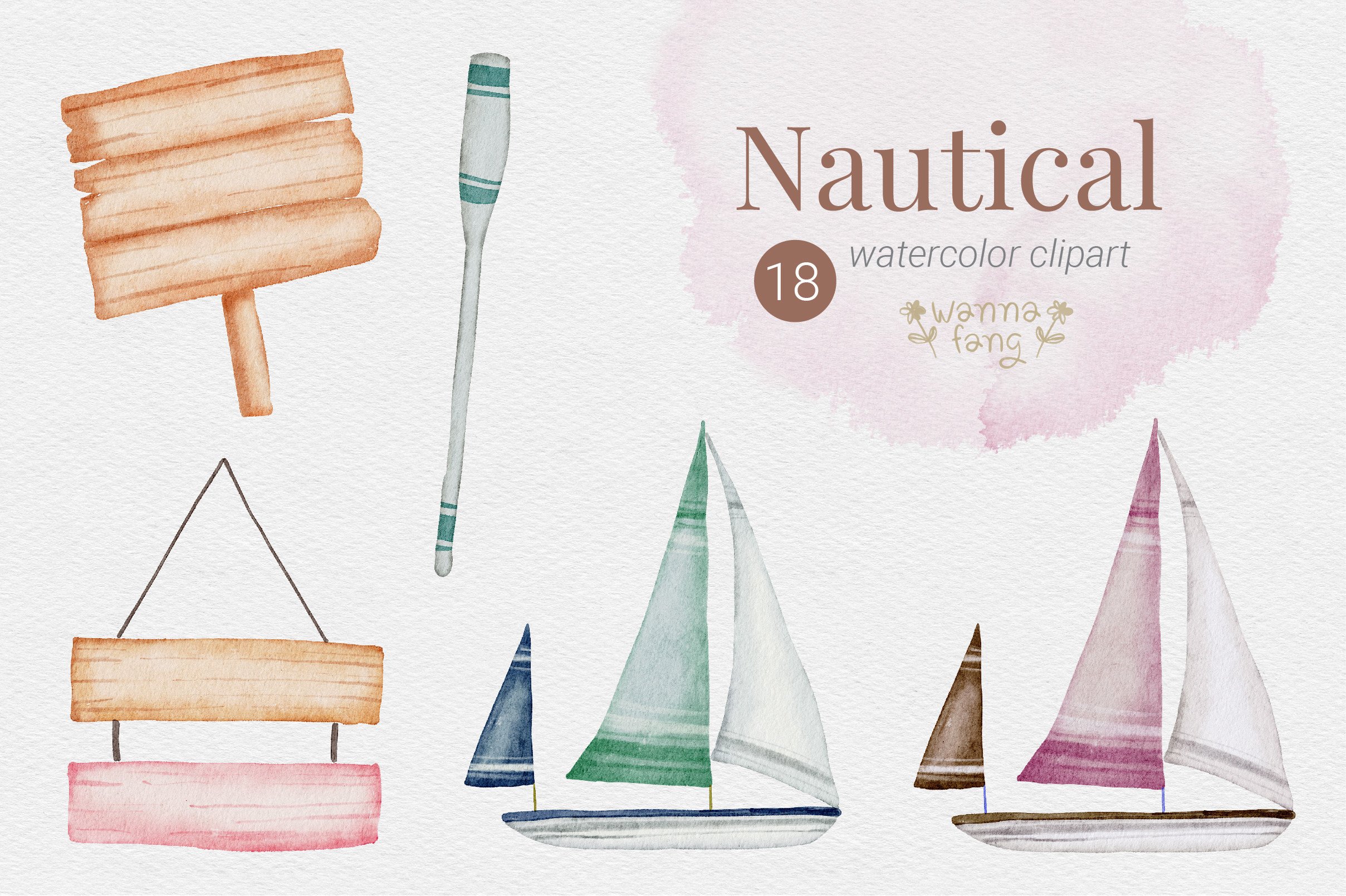 Nautical Watercolor Summer Clipart, PNG - photo 4
