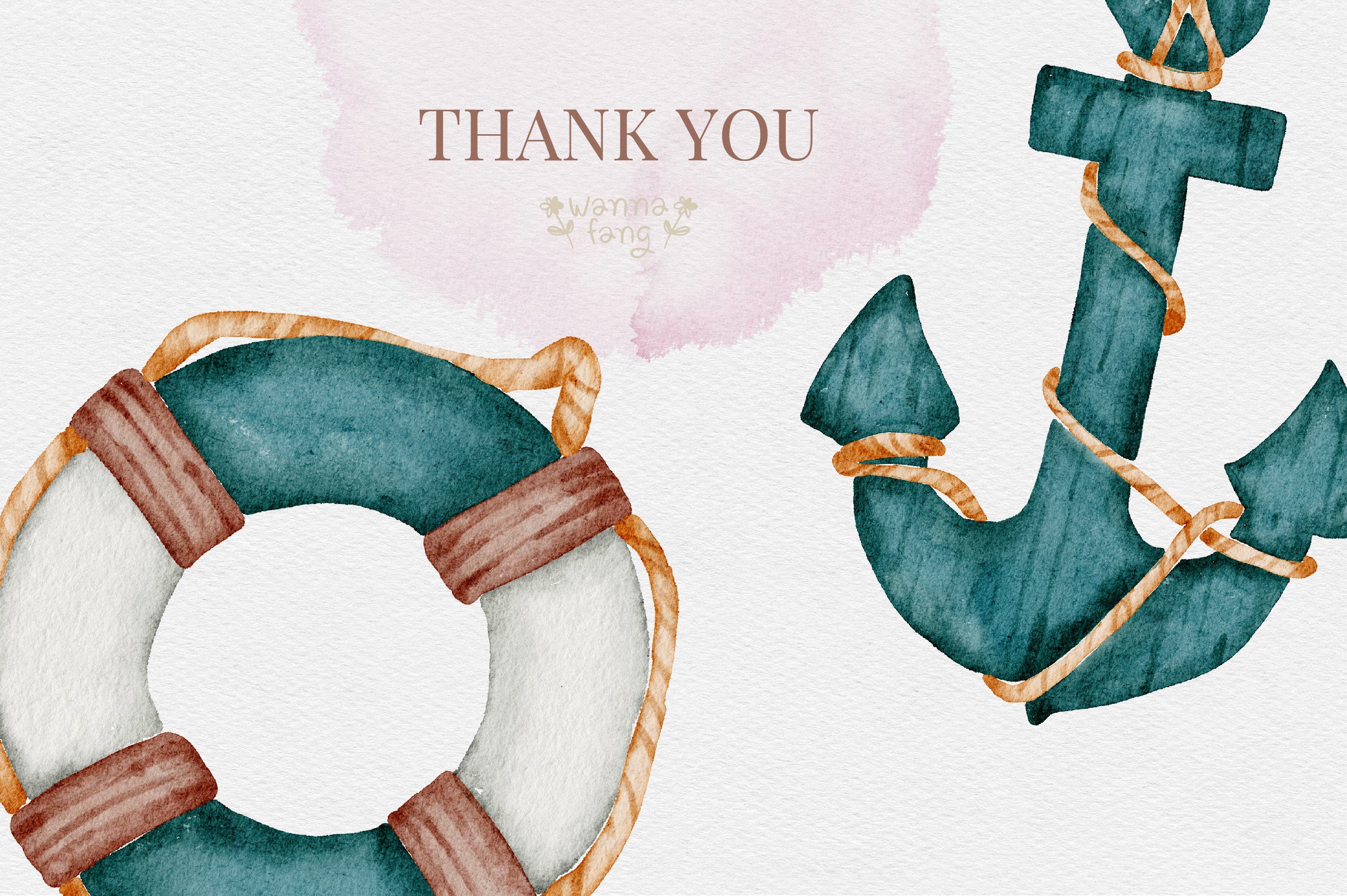 Nautical Watercolor Summer Clipart, PNG - photo 5