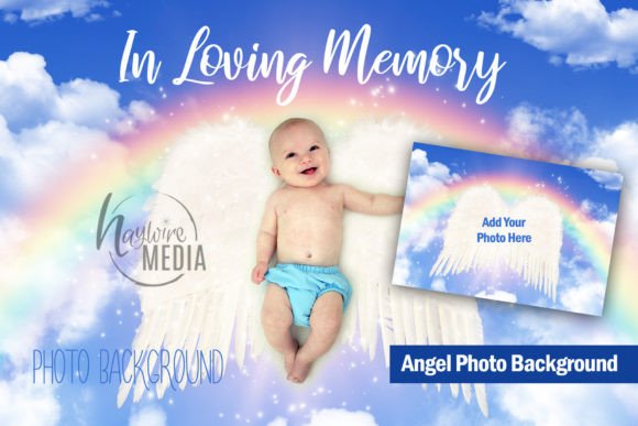 RIP Memorial Angel Wings Photo Template Graphic Layer Styles By HaywireMedia