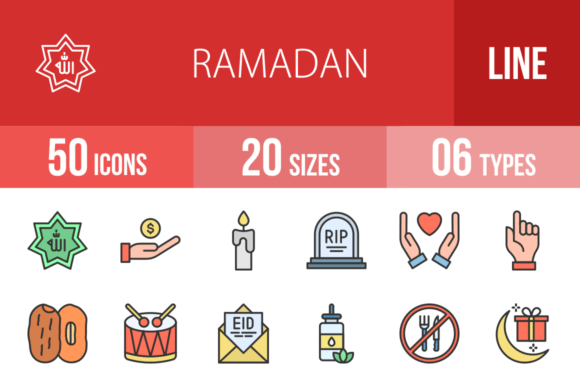 50 Ramadan Filled Line Icons