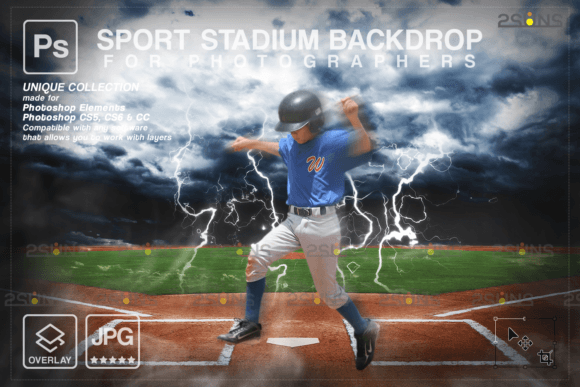 Preview of Baseball Backdrop, Sports Stadium digital backdrop