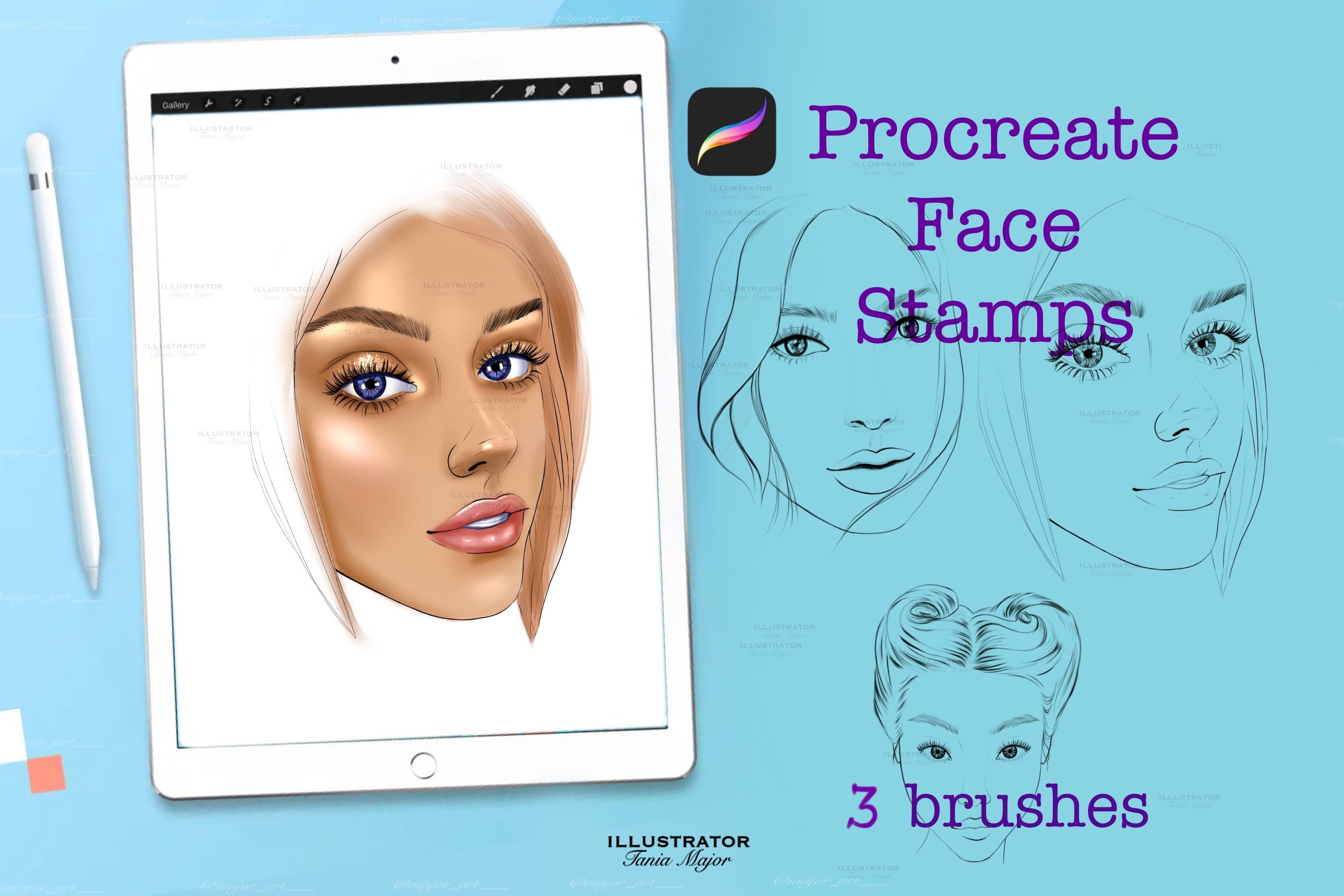 Procreate Face Stamps, Procreate Brushes
