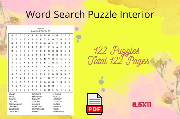 50 Assorted Word Search Puzzle Interior Graphic by Prottayon · Creative ...