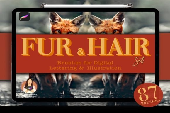 87 Fur & Hair Procreate Brush Set Gráfico Pinceles Por myprintscollection