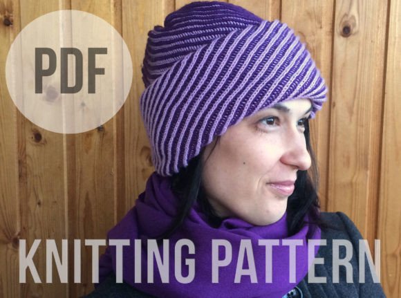 Brioche Pattern, Brioche Knit Hat, PDF