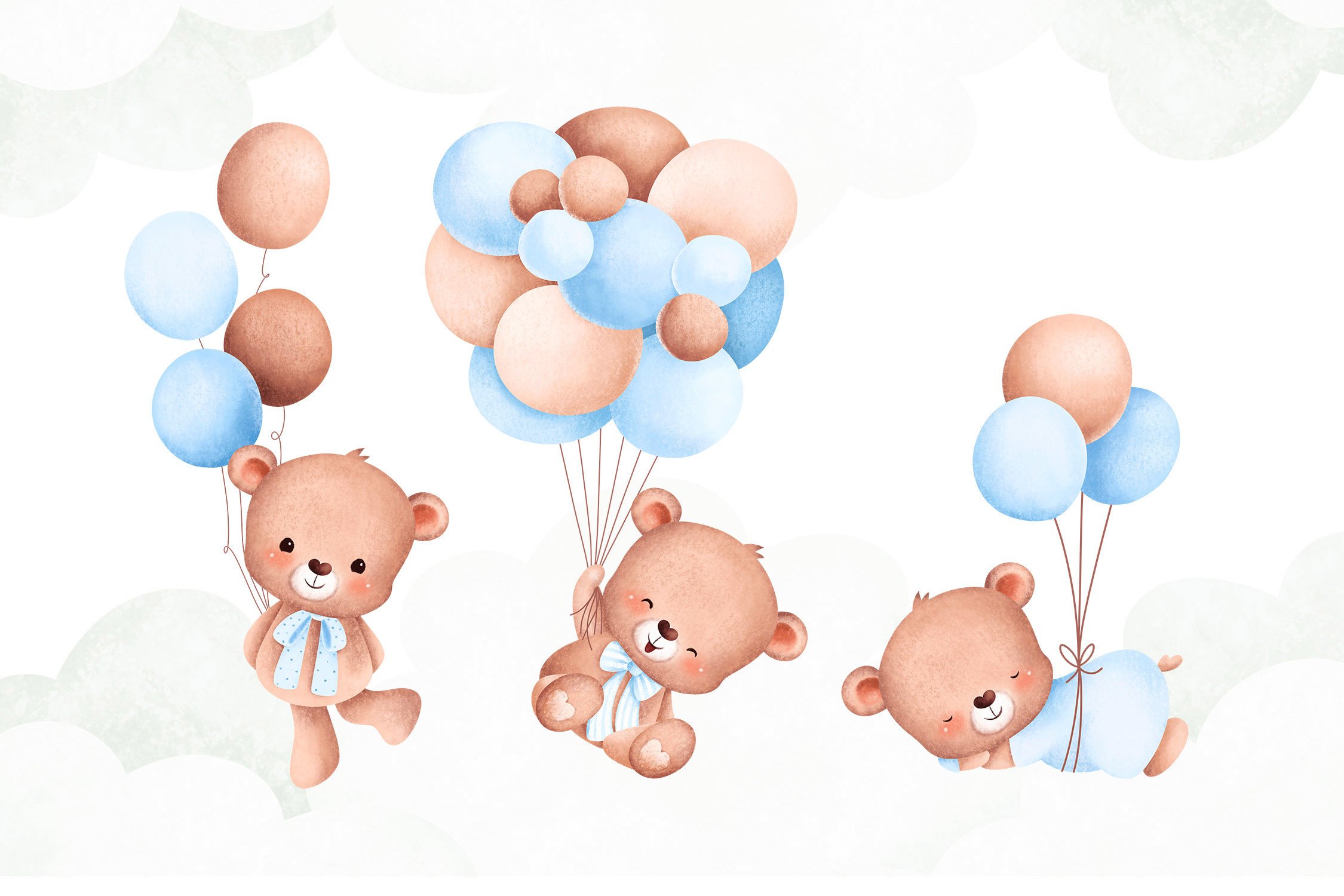 Cute Baby Bear and Balloons - photo 2