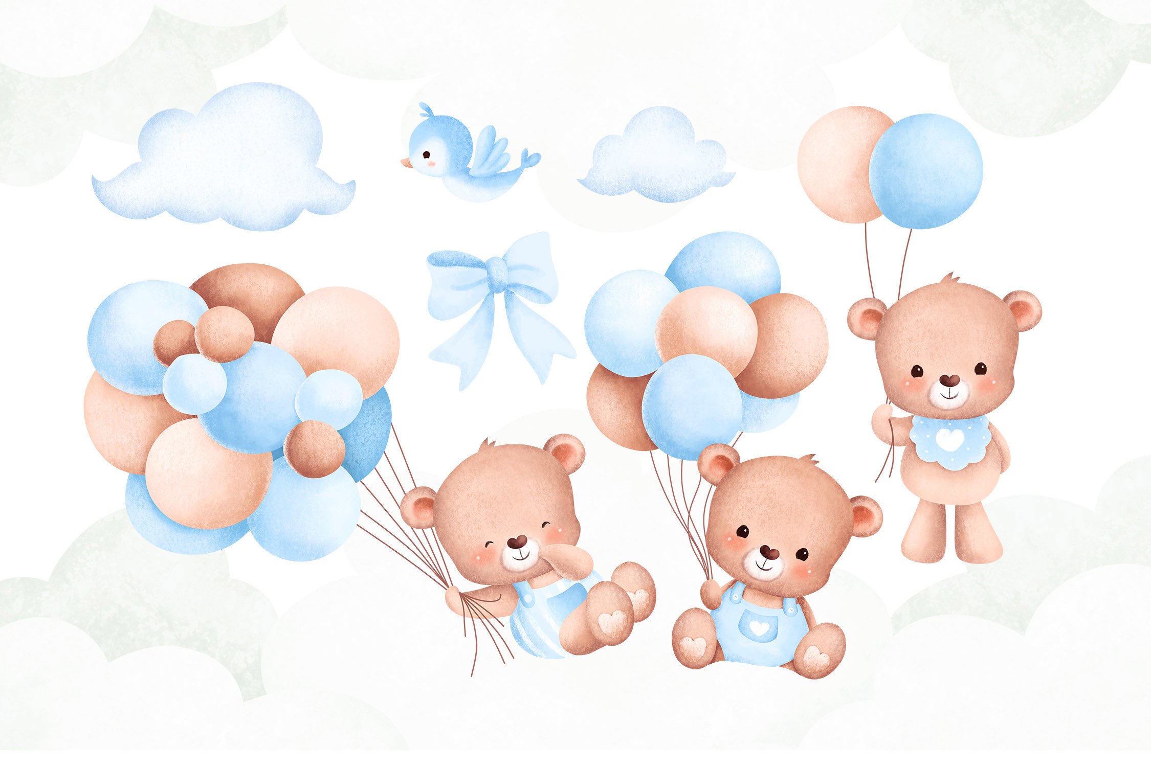 Cute Baby Bear and Balloons - photo 3