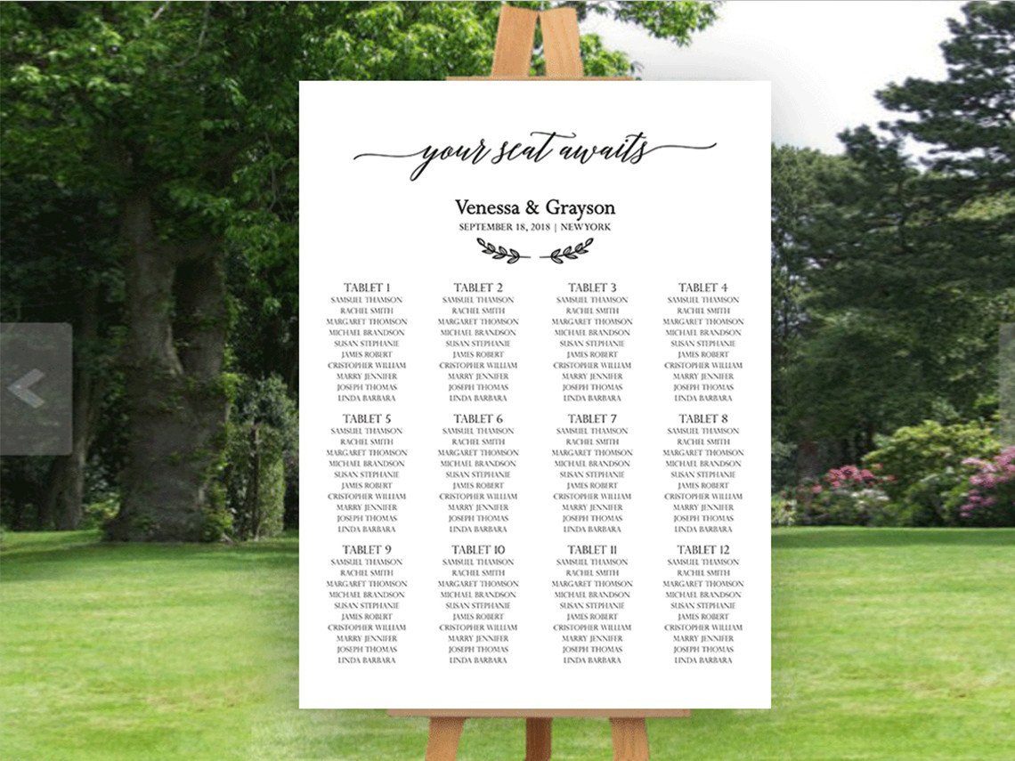 Script Seating Chart, Your Seat Awaits