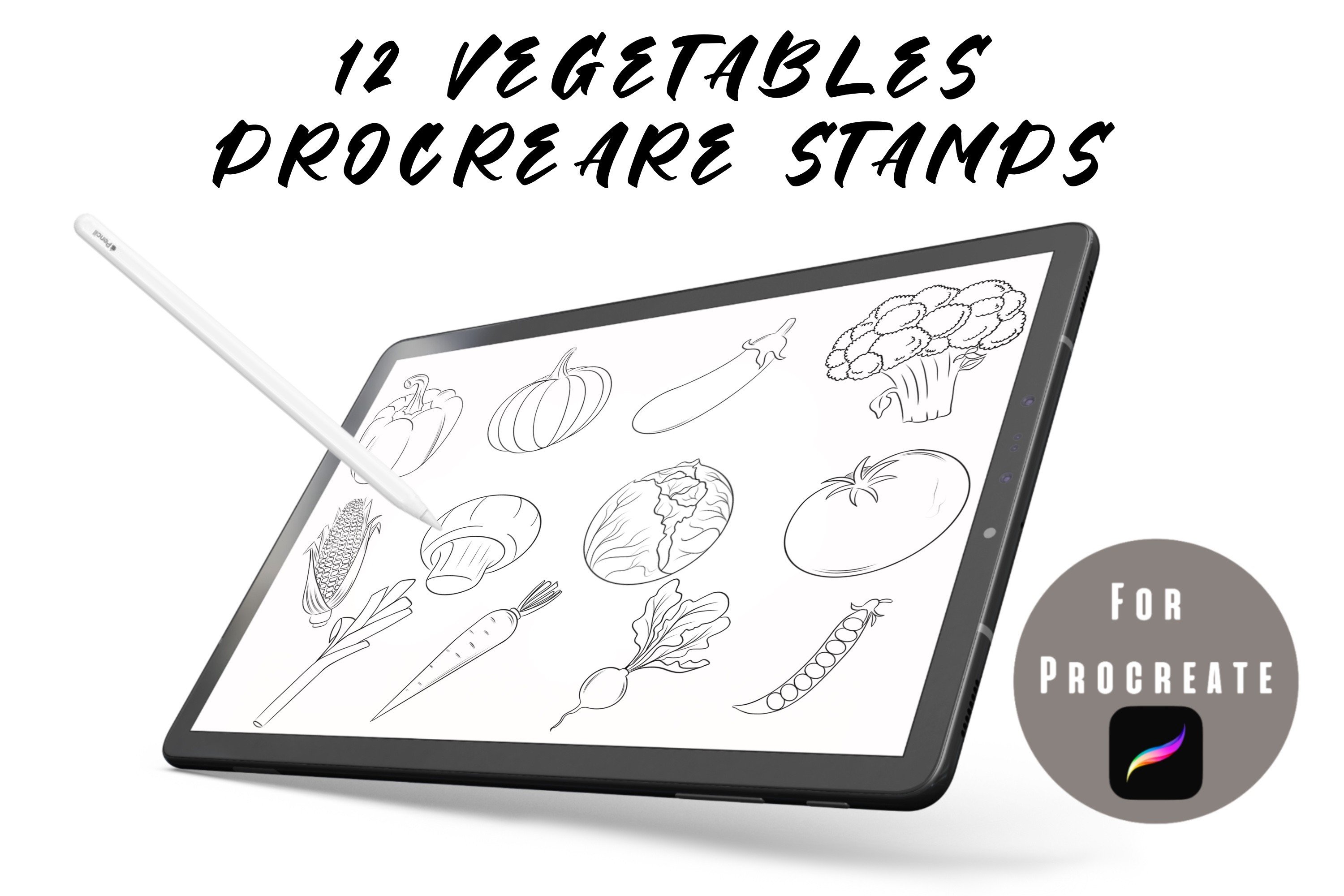 Vegetable Procreate Stamps Graphic by Ssolovyeva Designs · Creative Fabrica