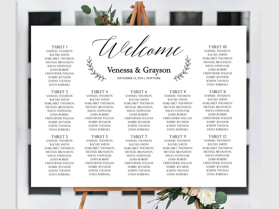 Wedding Seating Chart, Printable Seating