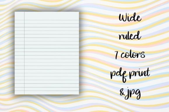 Wide Ruled Notebook Pages - 7 Colors