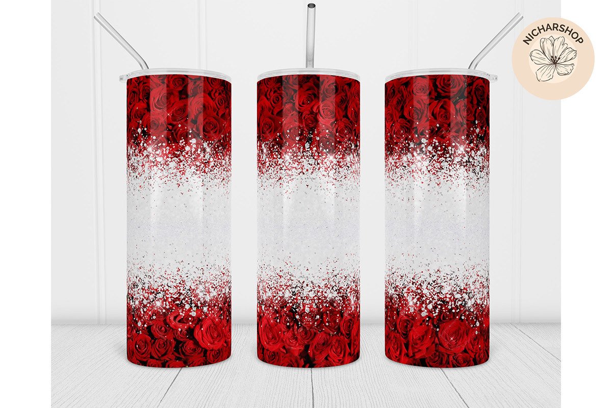 20oz Red Rose Tumbler Add Your Text Wrap Graphic by nicharshop168 ...