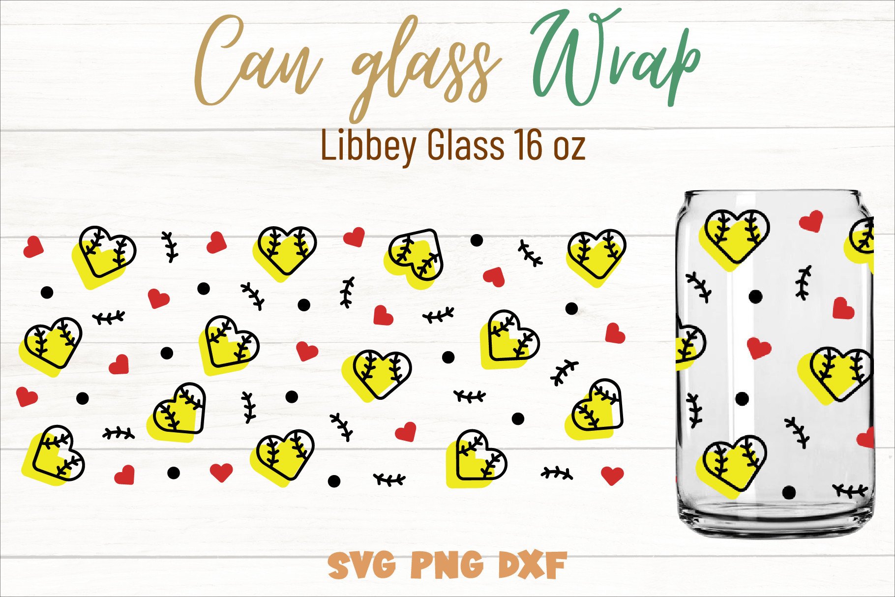 Baseball Heart Can Glass 16oz Svg Graphic by KKDesign · Creative Fabrica