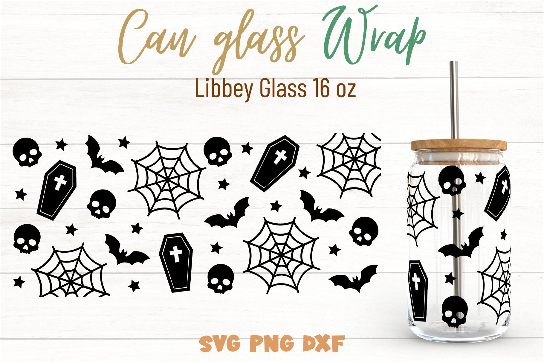 Halloween Spider Web Can Glass 16oz Svg Graphic by KKDesign · Creative ...