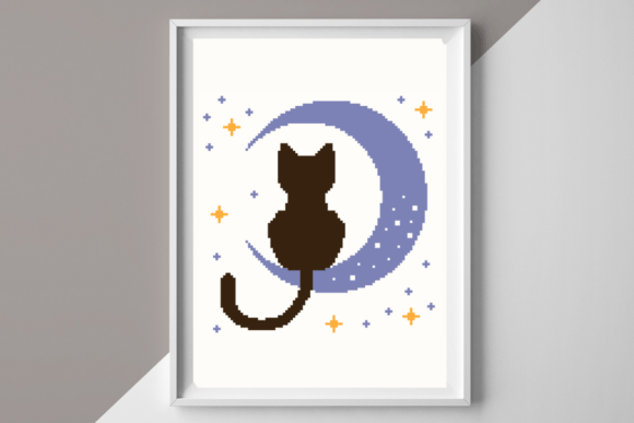 Moonlight Cat Cross Stitch Pattern
