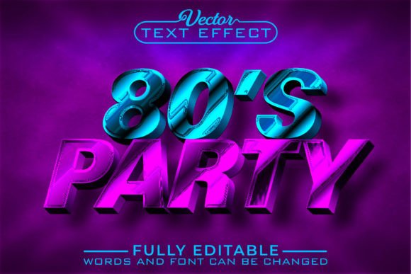 Retro 80's Party Text Effect Graphic by Stella Design · Creative Fabrica