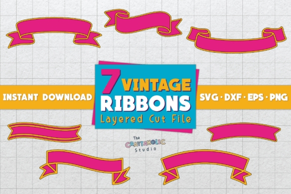 Vintage Ribbons Layered Cut Files Graphics