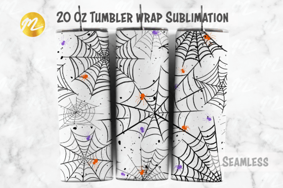 White Spider Web Halloween Tumbler Wrap