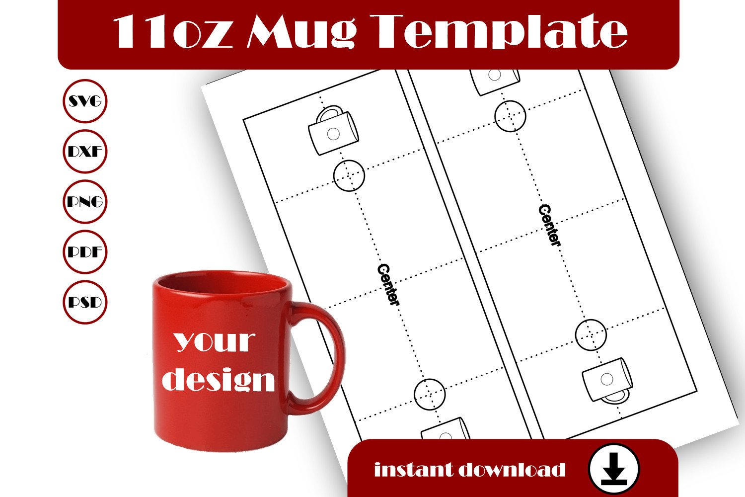 11oz Mug Template, Sublimation Template Graphic by blacbidigital  Creative  Fabrica