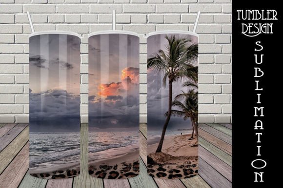 20Oz Beach Tumbler Wrap Sublimation Graphic Print Templates By Digital Creative Art