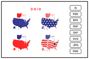 Ohio Map with Usa Flag Design Graphic by leamsign · Creative Fabrica