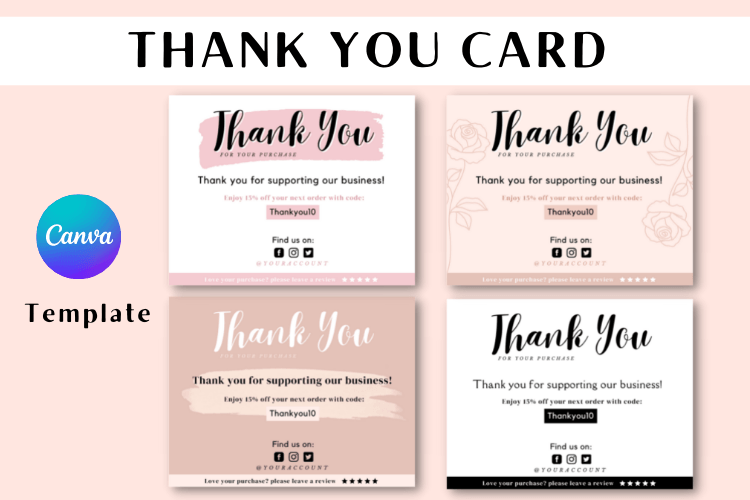 Thank You Card Canva Template Bundle