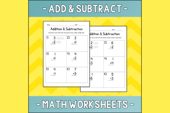 Addition & Subtraction Worksheets Graphic by atlasart · Creative Fabrica