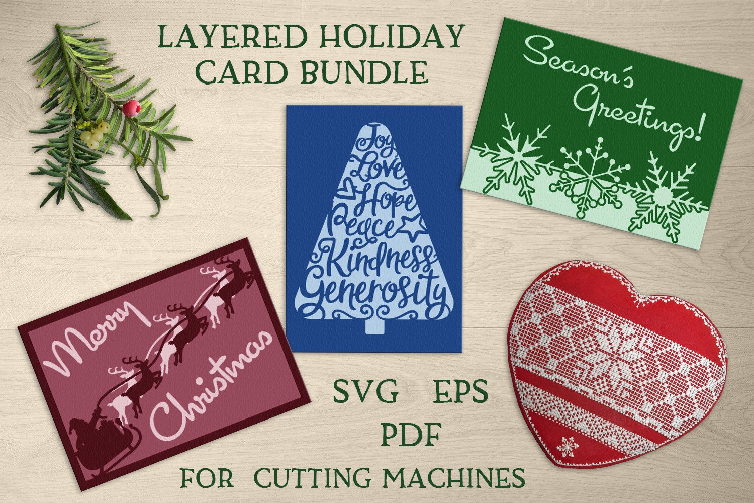 Holiday Greeting Card Bundle SVG