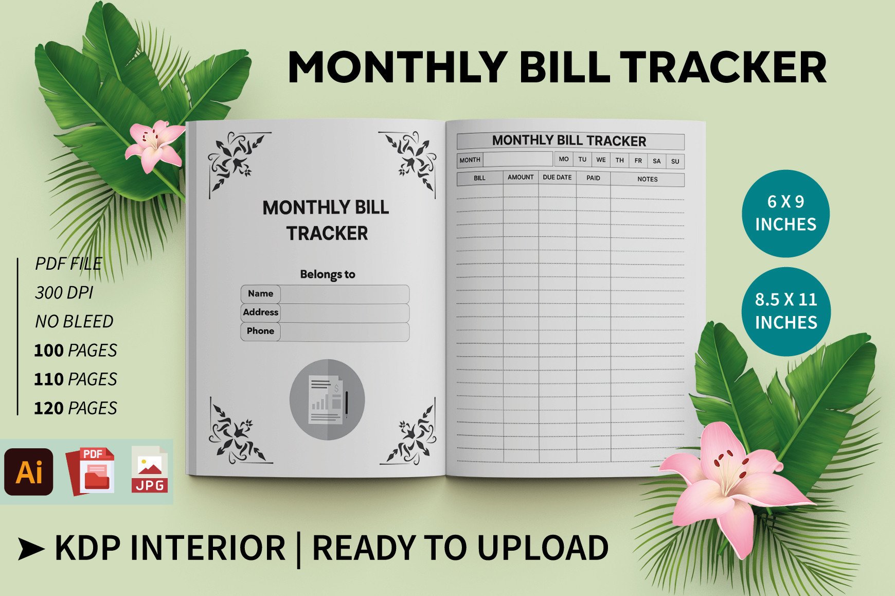 Monthly Bill Tracker for KDP Interior Graphic by designmela01 ...