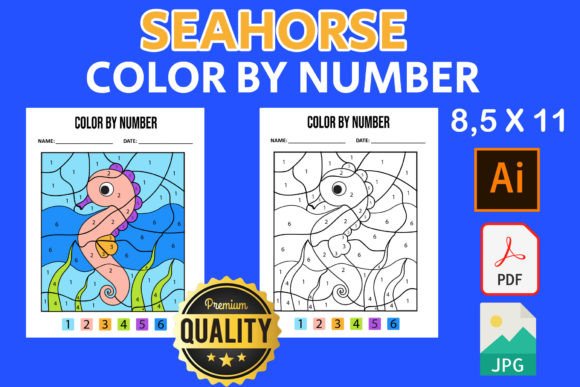 Seahorse Coloring Page - Color by Number
