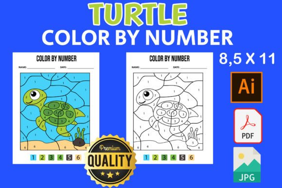 Turtle Coloring Page - Color by Number