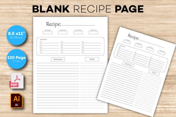 Blank Recipe Page / Recipe Card / Recipe