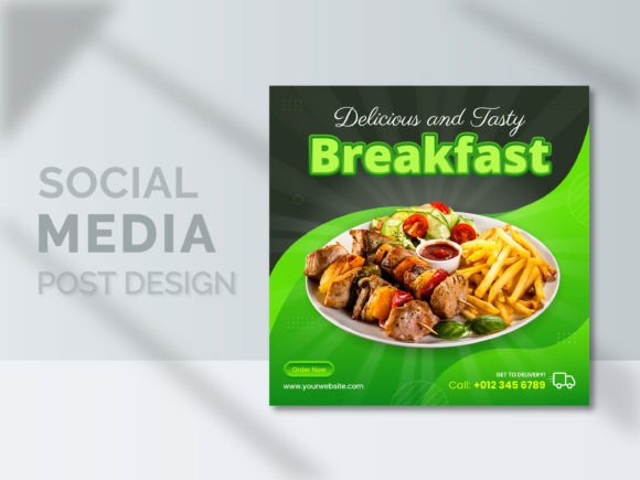 Preview of Breakfast Food Social Media Post Design food social media design template