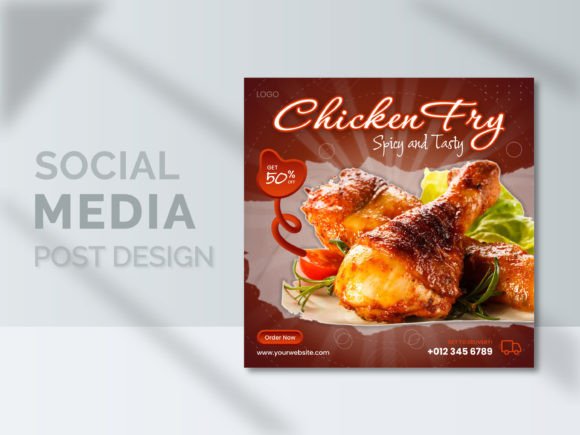 Preview of Chicken Food Social Media Post Design food social media design template