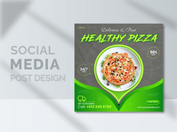 Preview of Pizza Food Social Media Post Design food social media design template