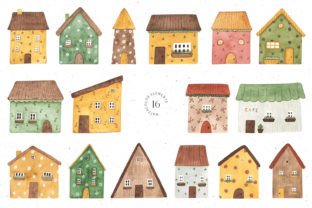 Watercolor Little Summer Houses Clipart Graphic by viktoriiavkArtShop ...