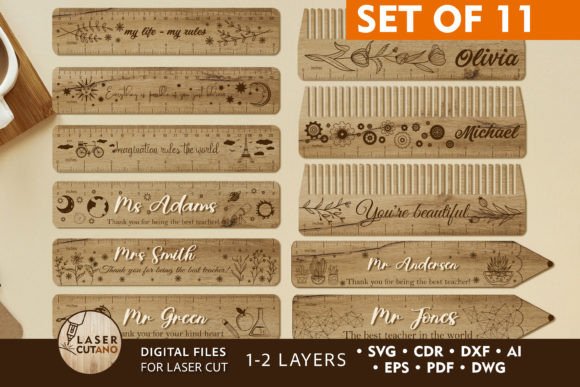 Rulers Bundle Custom Teachers Supplies Taglio Laser Di LaserCutano