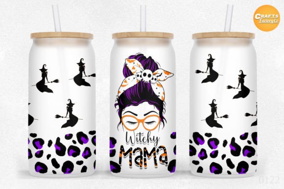 16 Oz Libbey Glass Can Witchy Mama Grafica Creazioni Di CraftsFactoryCo