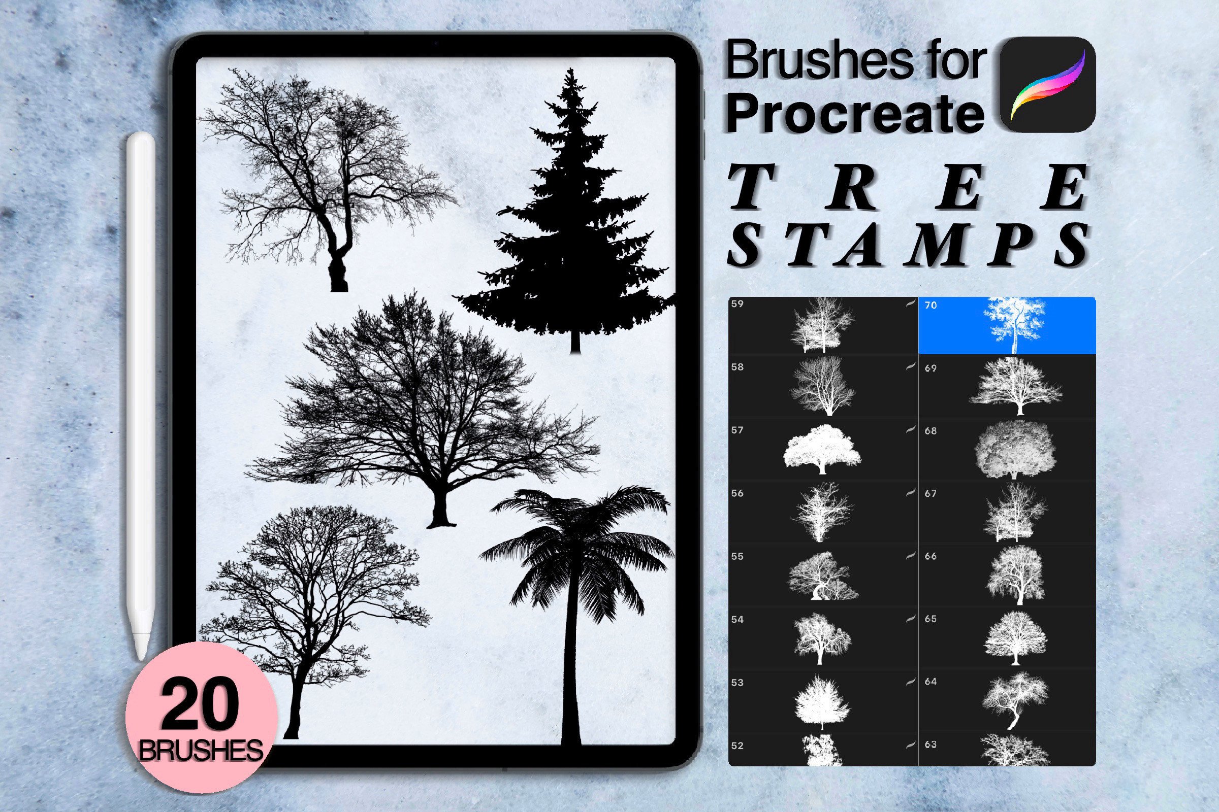 20 Procreate Tree Stamps - photo 1