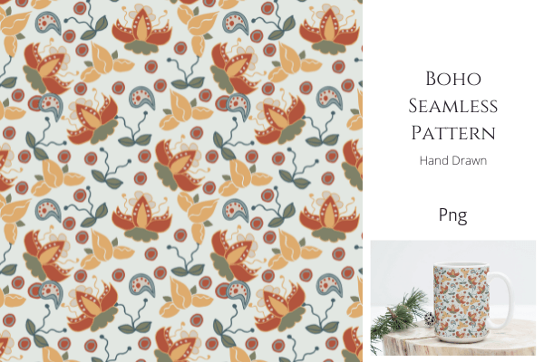 Boho Seamless Pattern Graphic by Chantal Art Designs · Creative Fabrica