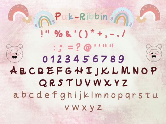 Puk Ribbin Font PNG with transparent background - Preview 1