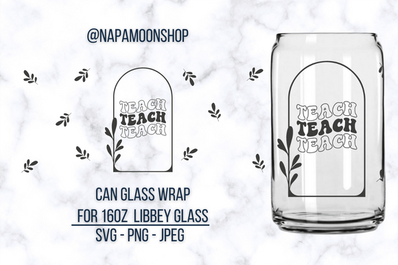 Teachher Boho Libbey Can Glass Svg Graphic by NAPAMOONSHOP · Creative ...