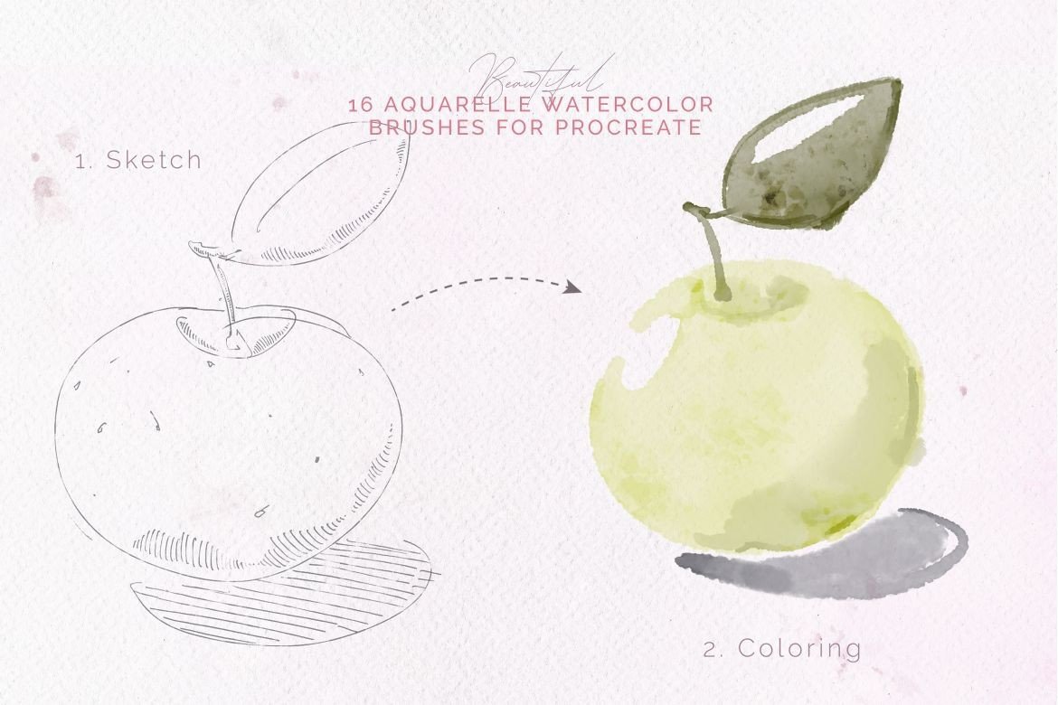 AQUARELLE WATERCOLOR: PROCREATE BRUSHES - photo 6
