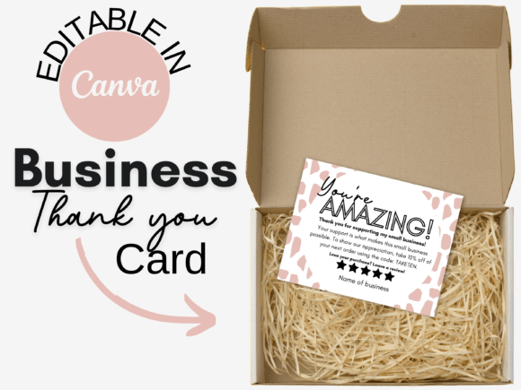 Canva Editable Business Thank You Card