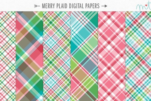 Merry Plaid Digital Papers Graphic Patterns By Miss Tiina
