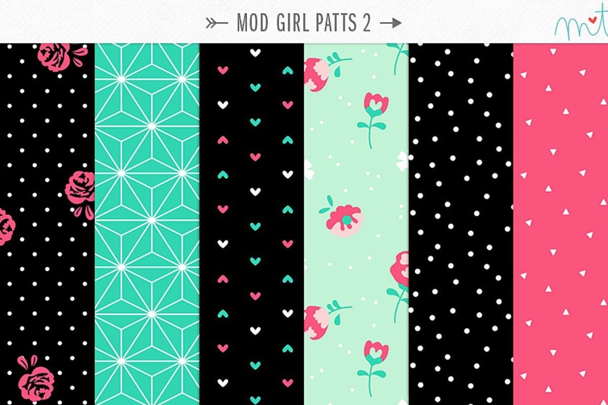 Mod Girl Digital Papers 2 Graphic by Miss Tiina · Creative Fabrica
