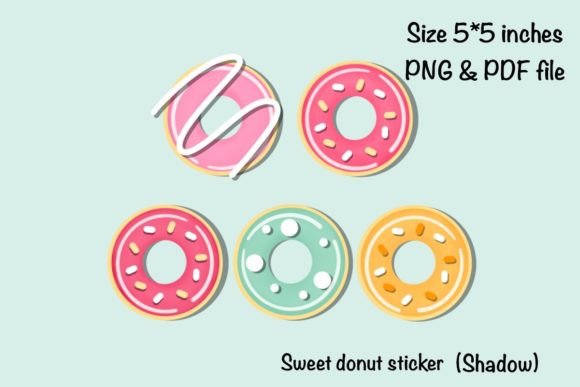 Sweet Donut Sticker Grafik Druckbare Illustrationen Von SPsweet