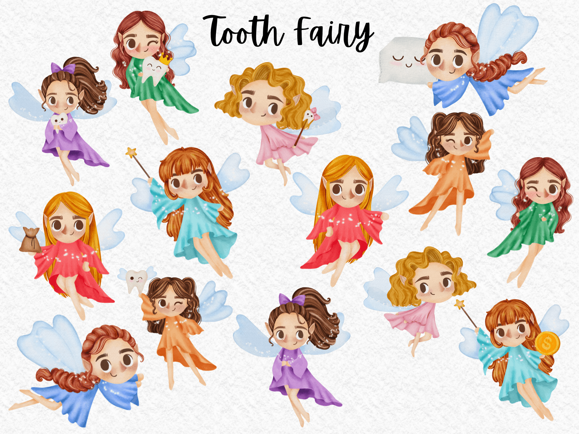Tooth Fairy Watercolor Digital Clipart - photo 2