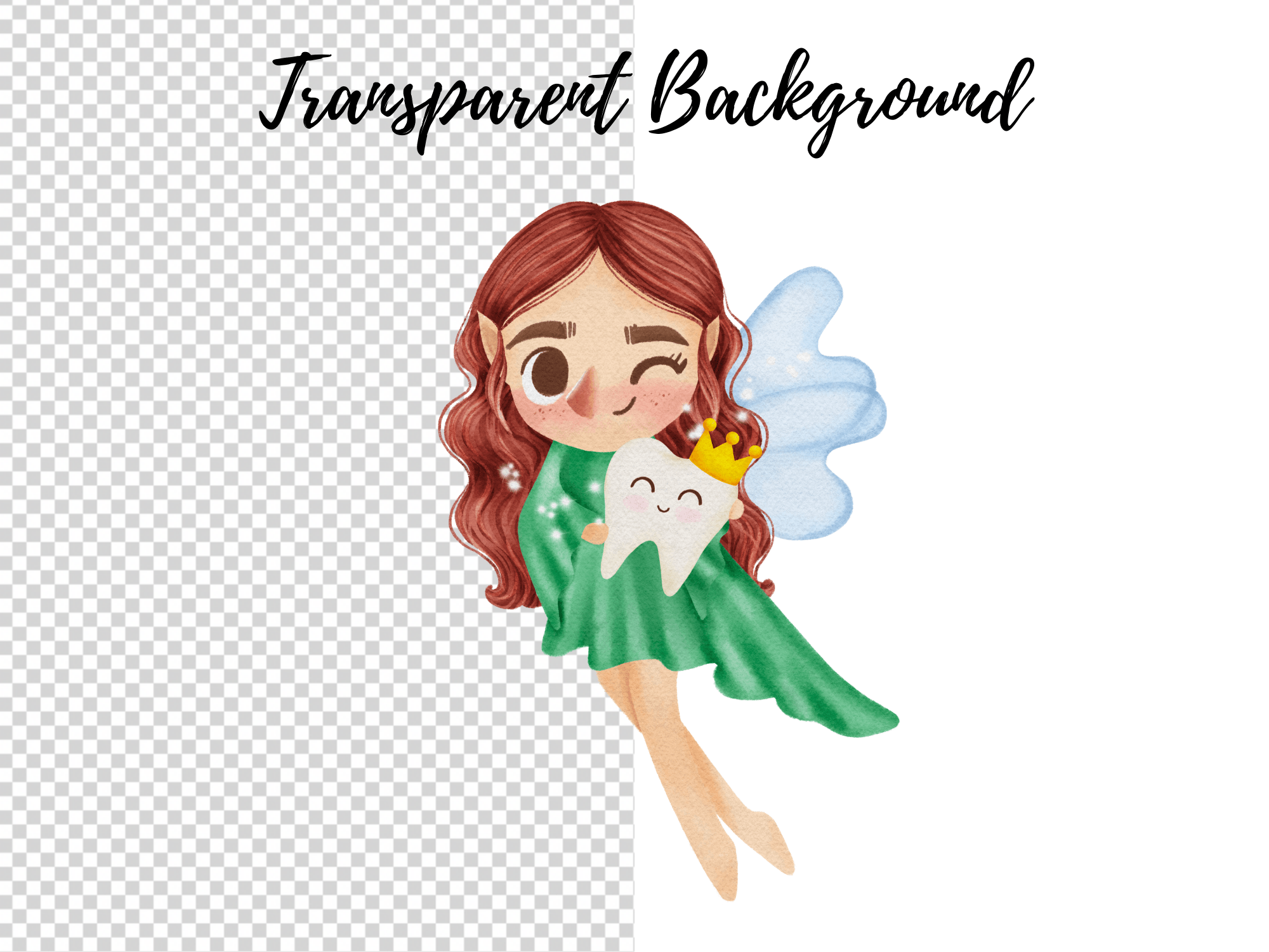 Tooth Fairy Watercolor Digital Clipart - photo 6