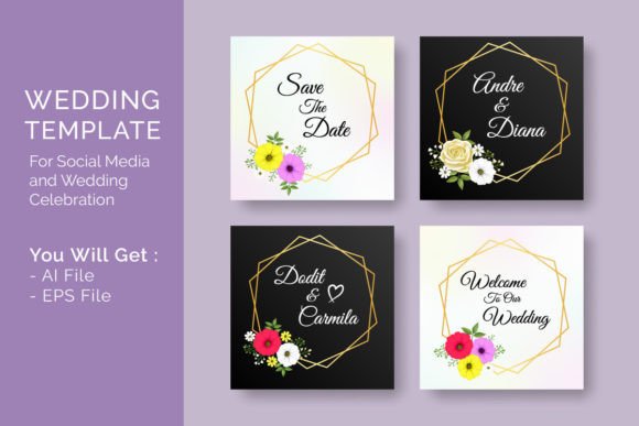 Wedding Social Media Template Graphic Social Media Templates By LudraDesign